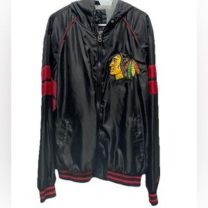 Chicago Blackhawks mens size XL satin jacket full zip hockey black GIII- sports